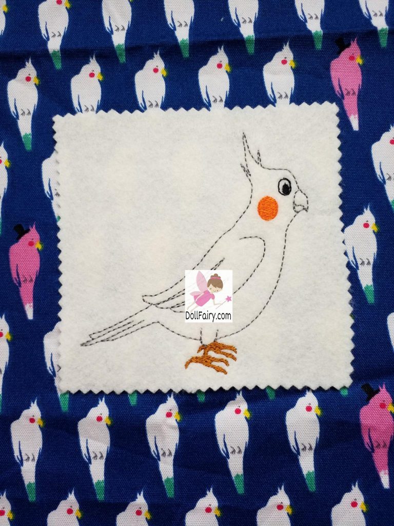Cockatiel Embroidery Design
