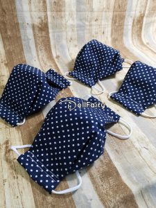 Navy Blue Polka Dot Reusable Fabric Face Masks